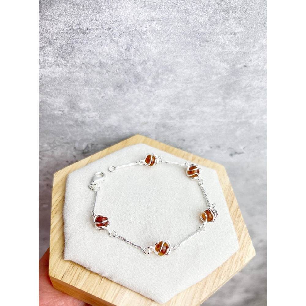 925 Sterling Silver & Baltic Amber Modern Bracelet - GL516