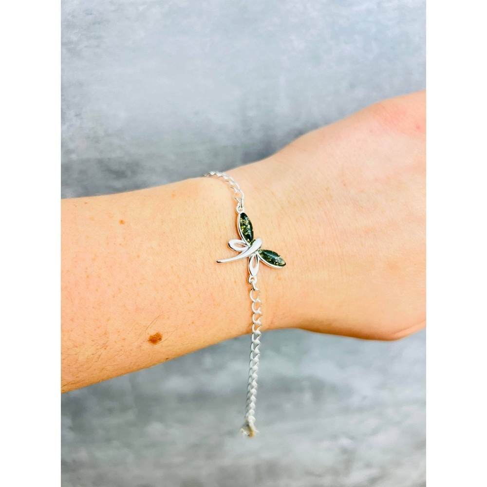 Beautiful Designer Silver Butterfly Bracelet set with Baltic Amber - GL534