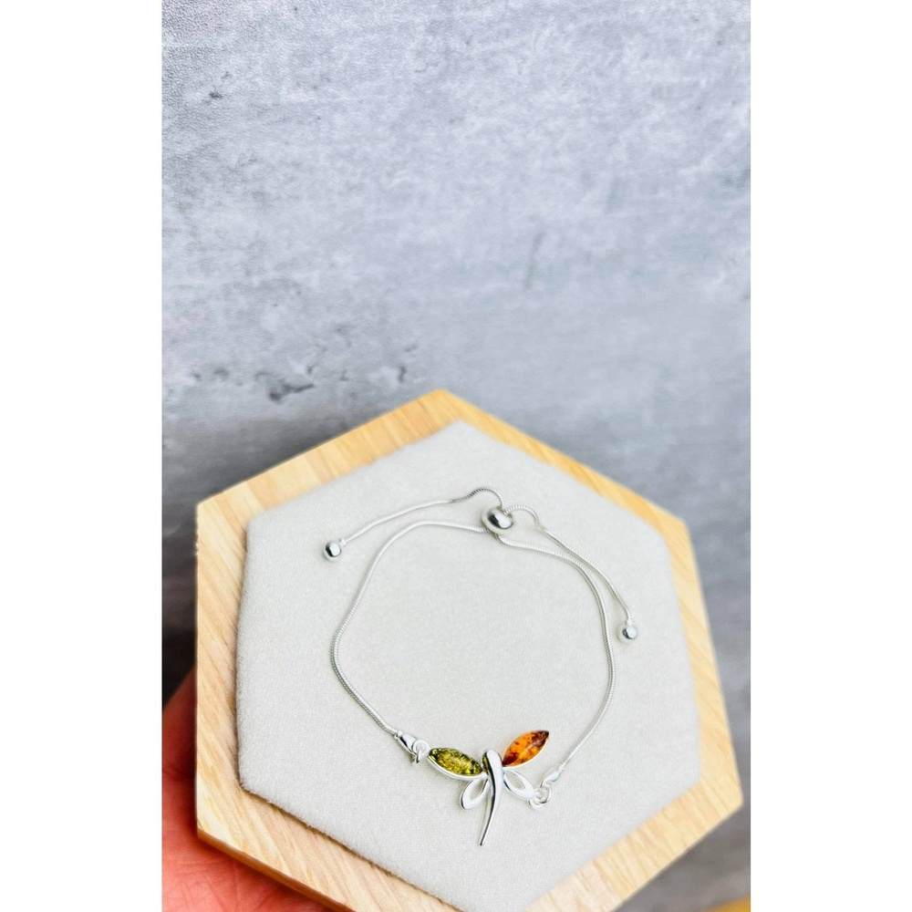 Beautiful Designer Silver Butterfly Bracelet set with Baltic Amber - GL534