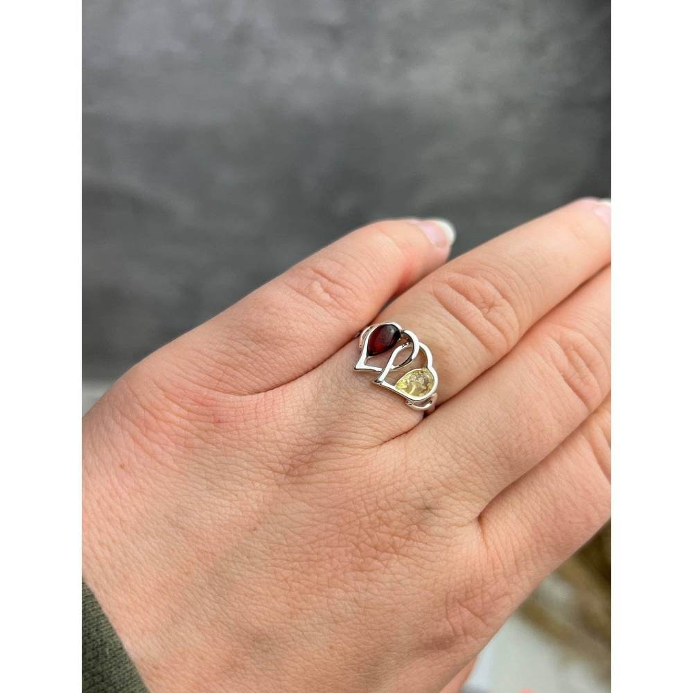 925 Sterling Silver & Baltic Amber Heart Adjustable Ring - GL713A