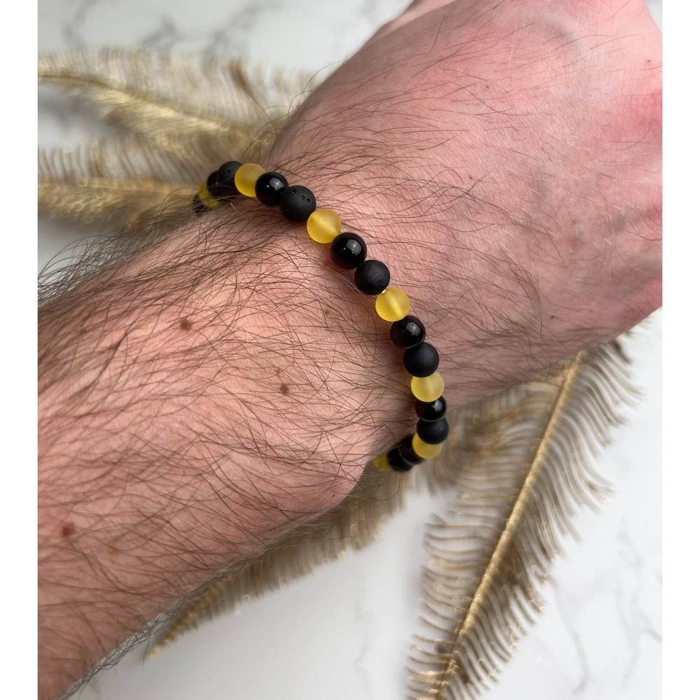 Genuine Baltic Amber Adjustable Beaded Bracelet for Men - MB022