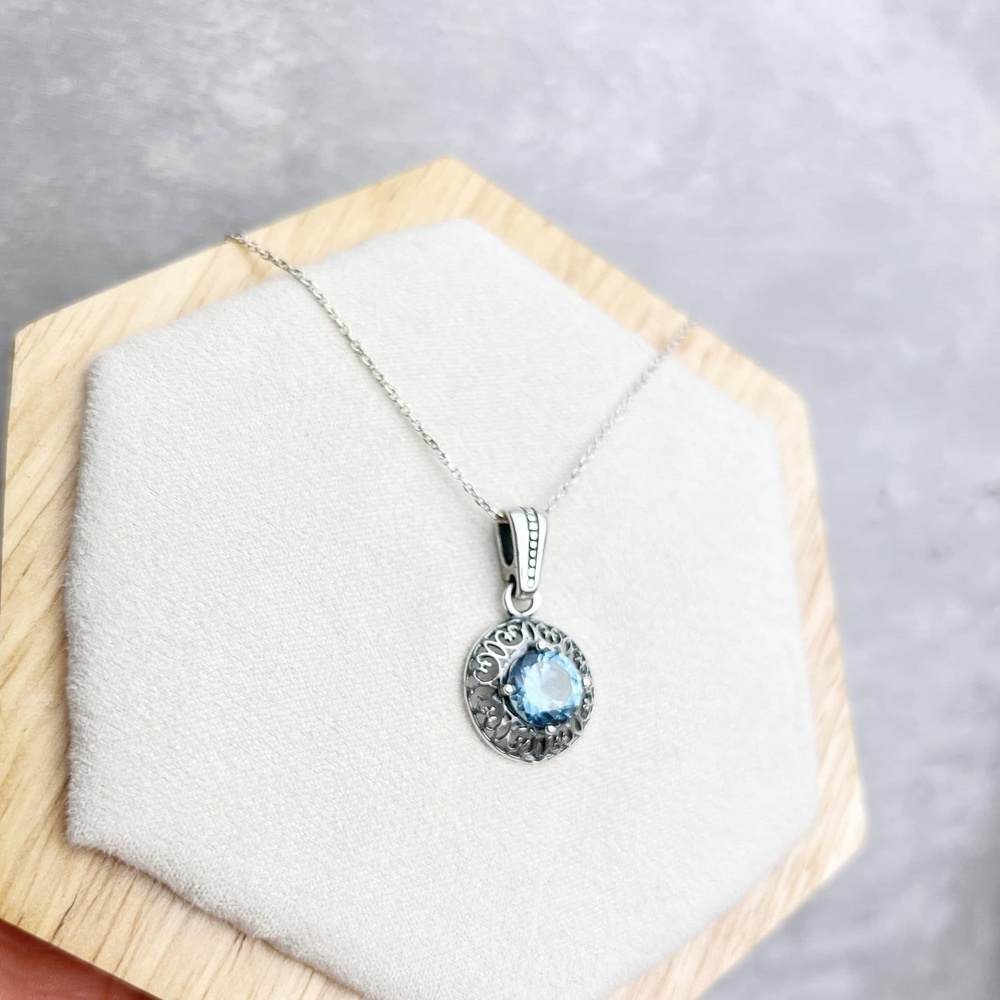 925 Sterling Silver & with Cubic Zirconia's Modern Pendant -KSP06