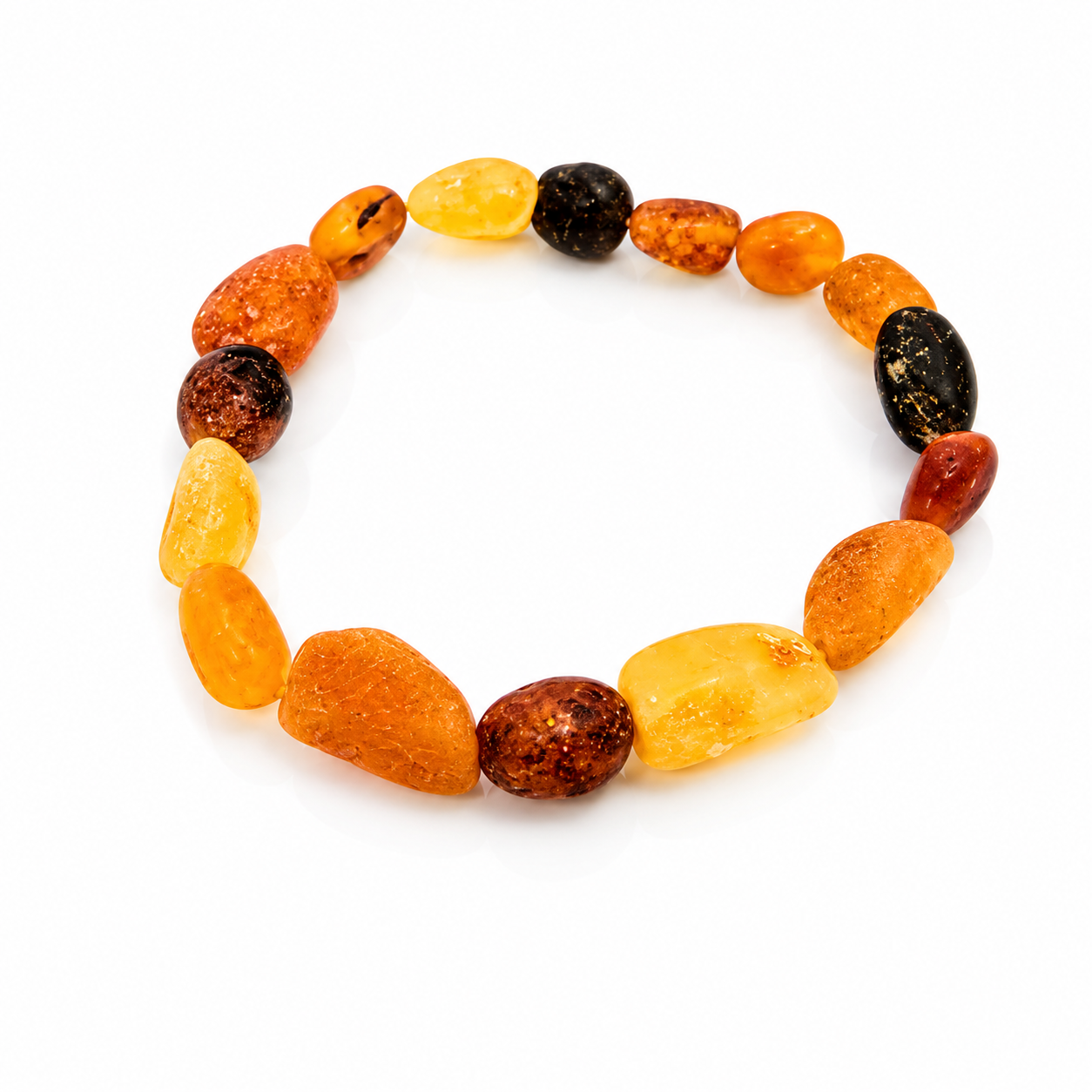 Genuine Natural Raw Baltic Amber Irregular 10-18 mm Nuggets Cabochons Luxurious Bracelet - JBT003