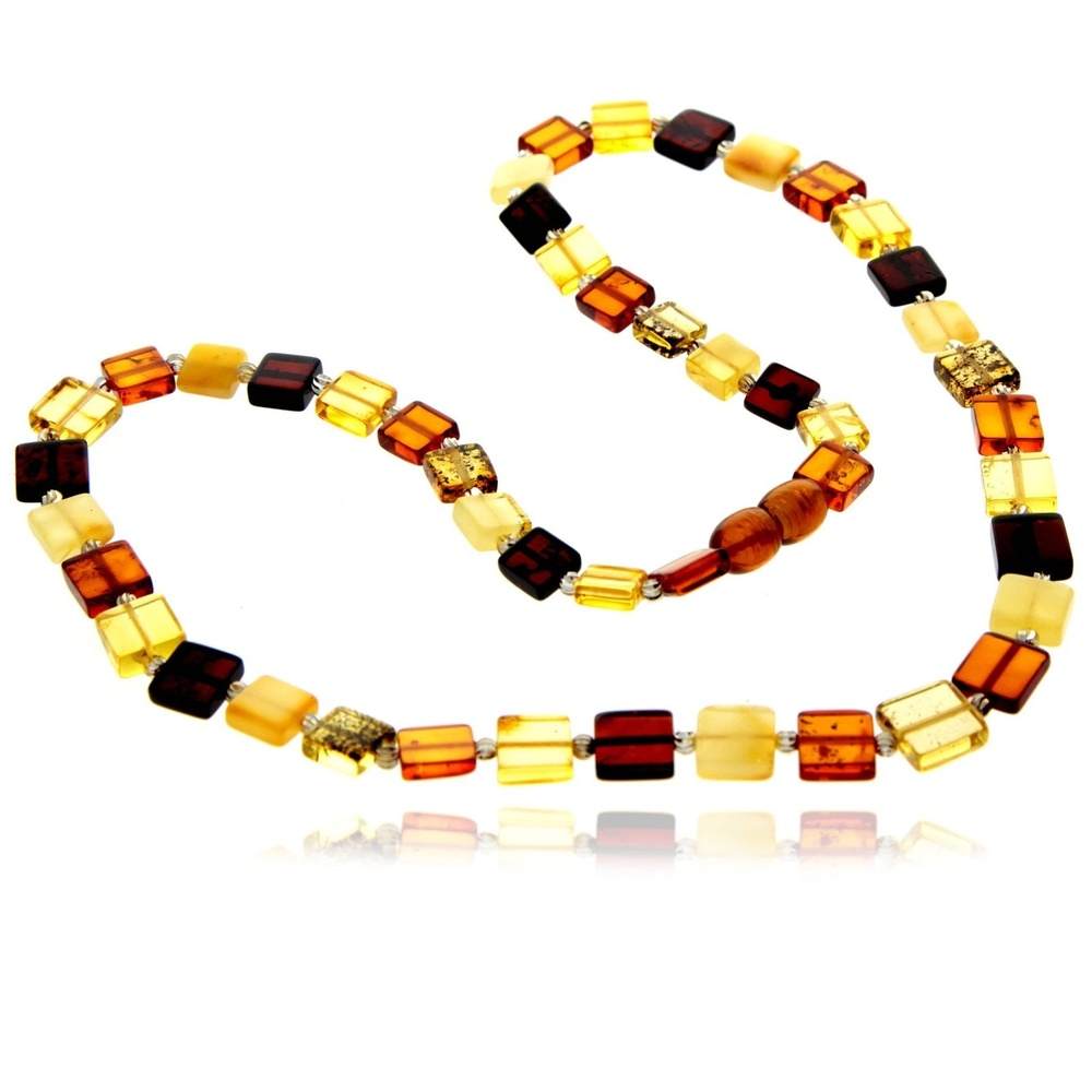 Genuine Baltic Amber Square Shaped Luxurious Necklace - NESQ9