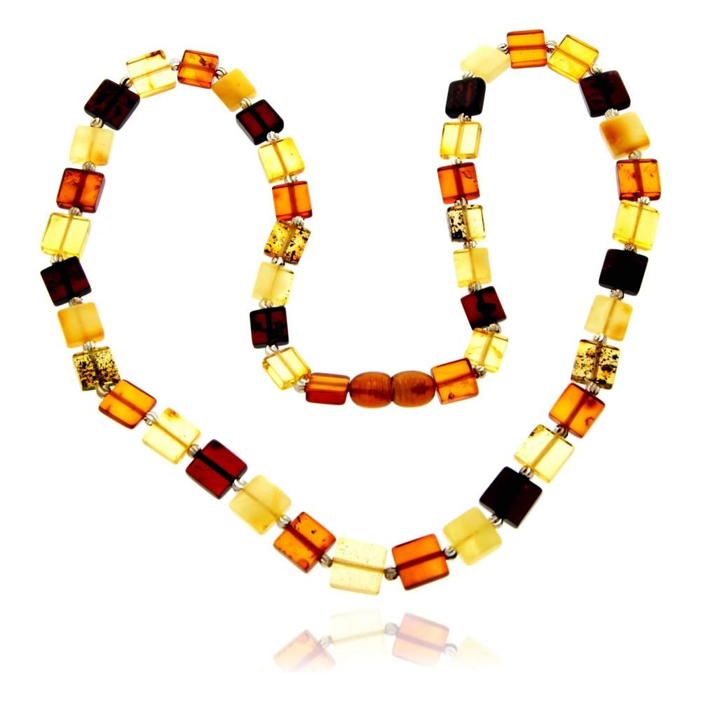 Genuine Baltic Amber Square Shaped Luxurious Necklace - NESQ9