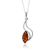 925 Sterling Silver & Genuine Baltic Amber Modern Exclusive Pendant - J205