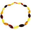 Genuine Mixed Baltic Amber Flat Oval Olive Beads Luxurious Necklace - NE0174