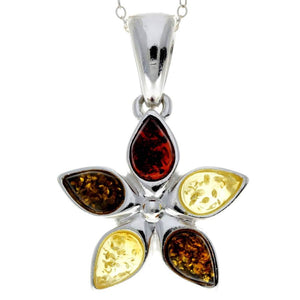 925 Sterling Silver & Baltic Amber Classic Designer Star Pendant - 1684