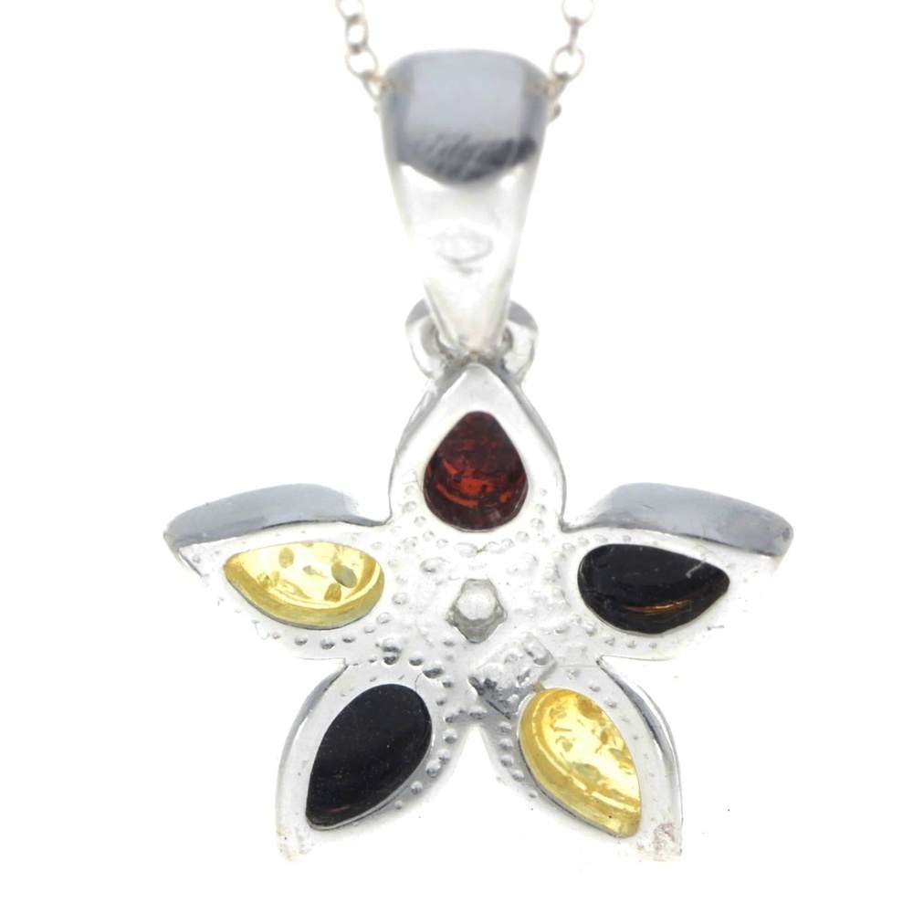 925 Sterling Silver & Baltic Amber Classic Designer Star Pendant - 1684