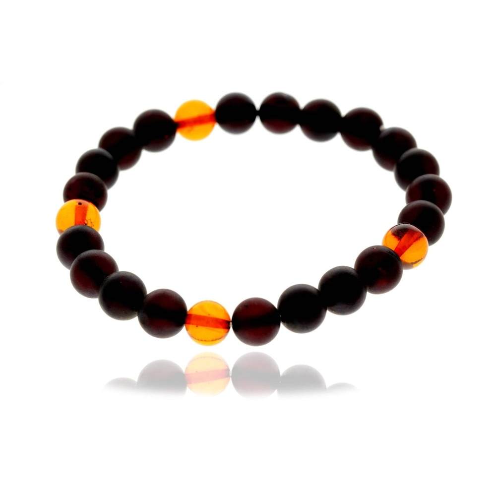 Genuine Baltic Amber Elasticated Beaded Bracelet for Men - MB026B