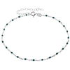 925 Sterling Silver Anti-Tarnish Plated Plain Anklet Bracelet Silver Square Blue Beads with extender - GA-ANK7