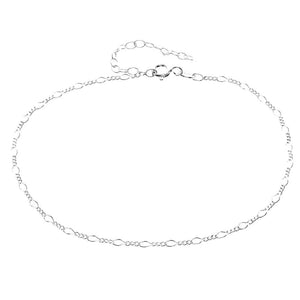 925 Sterling Silver Anti-Tarnish Plated Plain Anklet Bracelet with extender - GA-ANK2