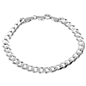 Fine 925 Sterling Silver Classic Curbs Men 6 mm Unisex Bracelet - GA-GMB1