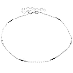 925 Sterling Silver Anti-Tarnish Coated Triple Beads Plain Anklet Bracelet with extender - GA-ANK5
