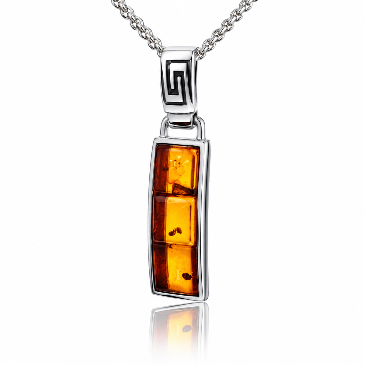 925 Sterling Silver & Genuine Baltic Amber Pendant - GL2092