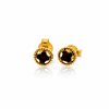 Gold Plated over 925 Sterling Silver & Genuine Baltic Amber Contemporary Round Small Studs Earrings - AEG23