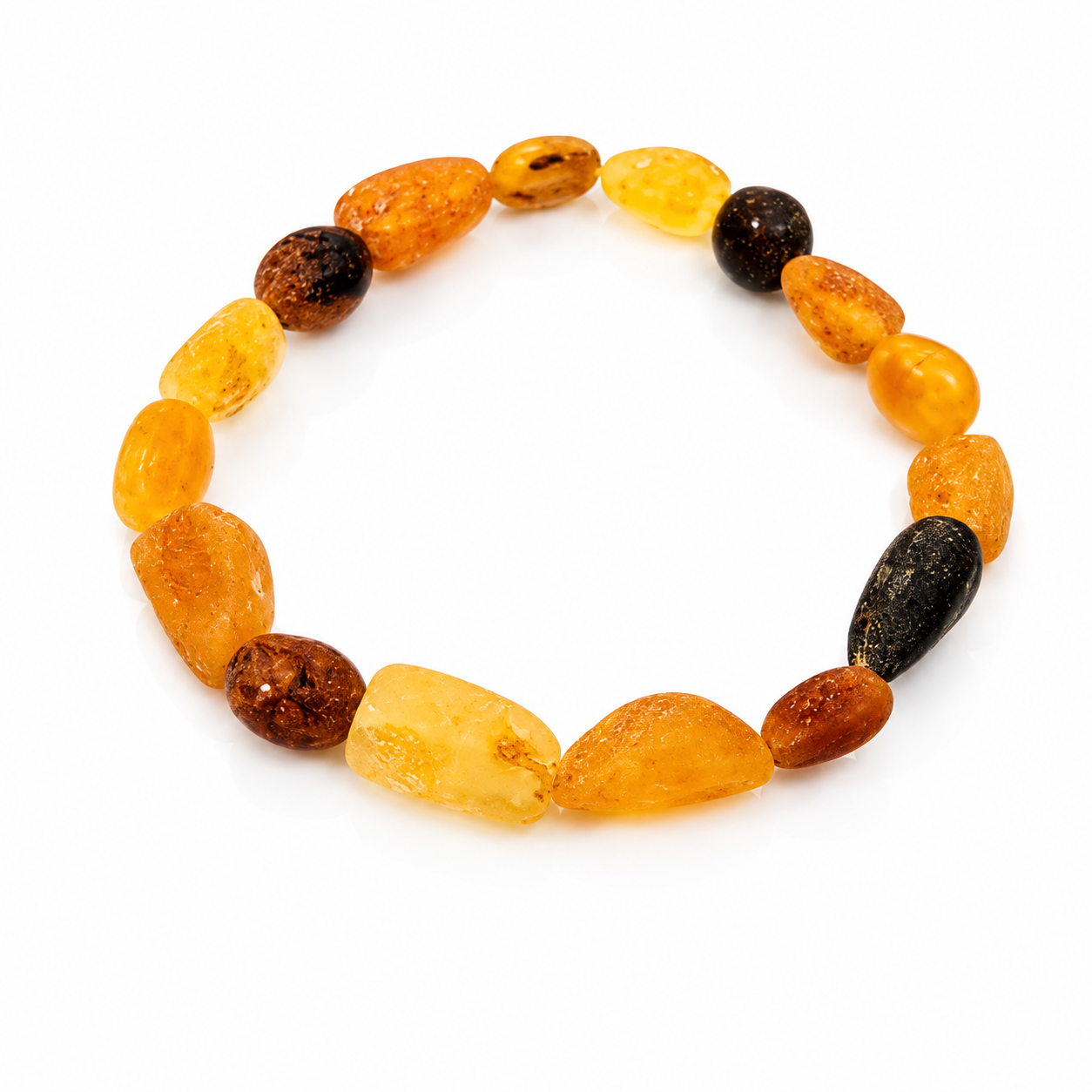 Genuine Natural Raw Baltic Amber Irregular 10-18 mm Nuggets Cabochons Luxurious Bracelet - JBT003