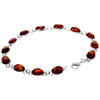 925 Sterling Silver & Genuine Baltic Amber Classic Link Bracelet - 3190