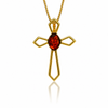 Gold-Plated Over 925 Sterling Silver & Genuine Baltic Amber Cross Exclusive Pendant - G2
