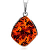 925 Sterling Silver & Genuine Cognac Baltic Amber Unique Exclusive Pendant without a chain - PD2565