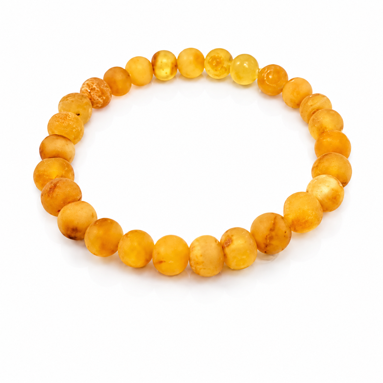 Genuine Natural Raw Baltic Amber Irregular 8-9 mm Cabochons Luxurious Bracelet - JBT002
