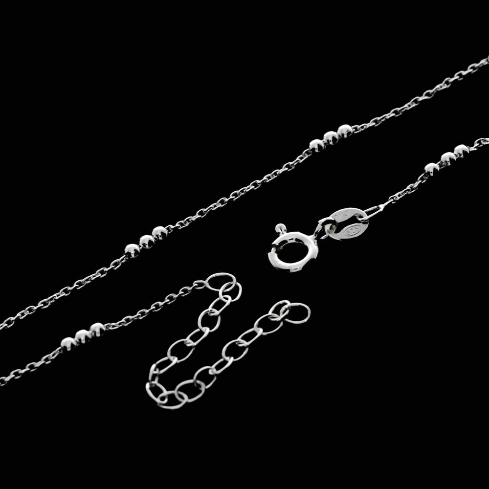925 Sterling Silver Anti-Tarnish Coated Triple Beads Plain Anklet Bracelet with extender - GA-ANK4