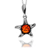 925 Sterling Silver & Genuine Baltic Amber Classic Star / Starfish Pendant - GL2062