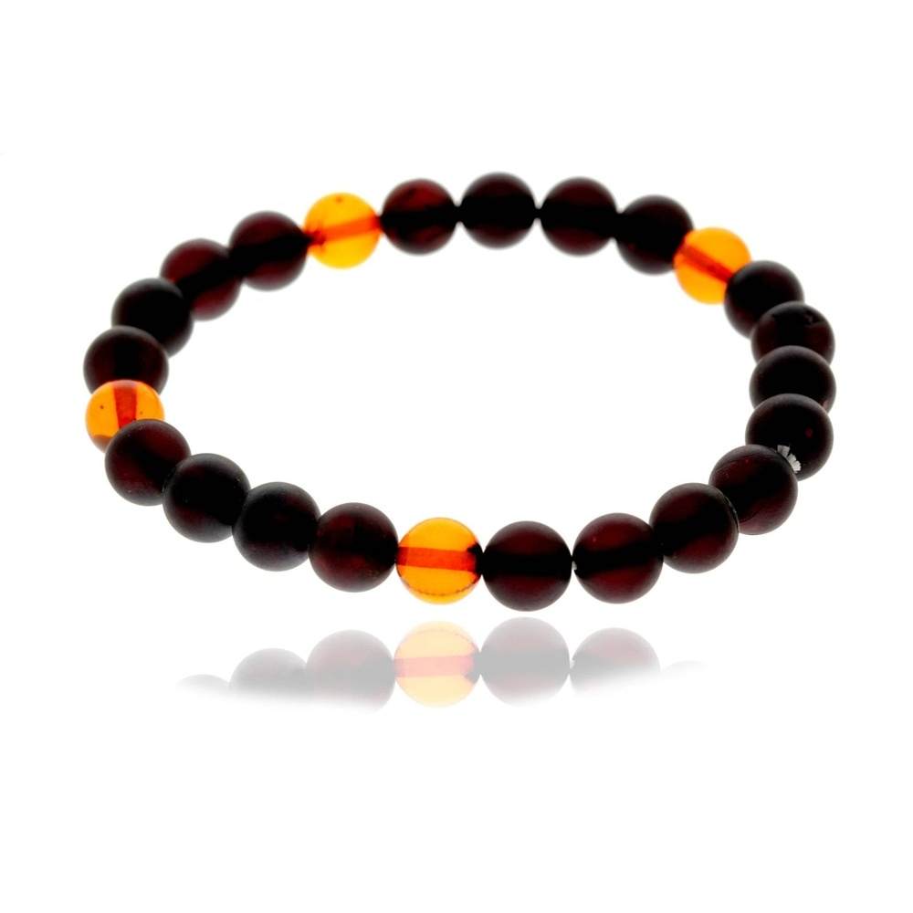 Genuine Baltic Amber Elasticated Beaded Bracelet for Men - MB026B