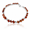 925 Sterling Silver & Genuine Baltic Amber Square Exclusive Link Bracelet - 2102