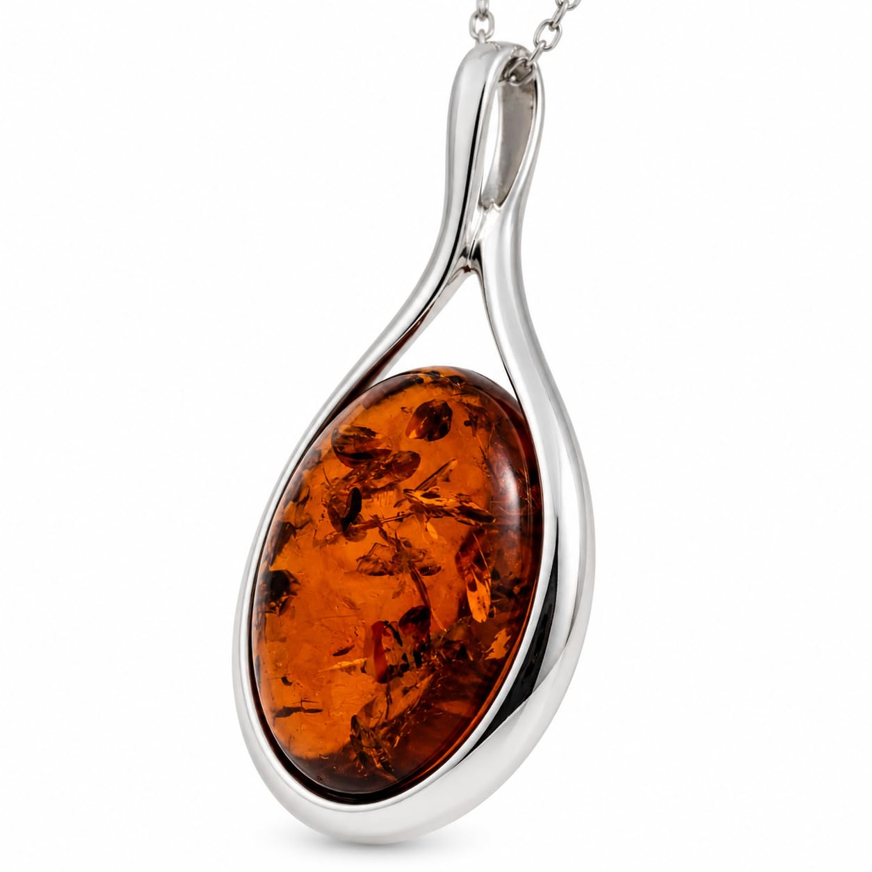 925 Sterling Silver & Baltic Amber Classic Pendant - 1835