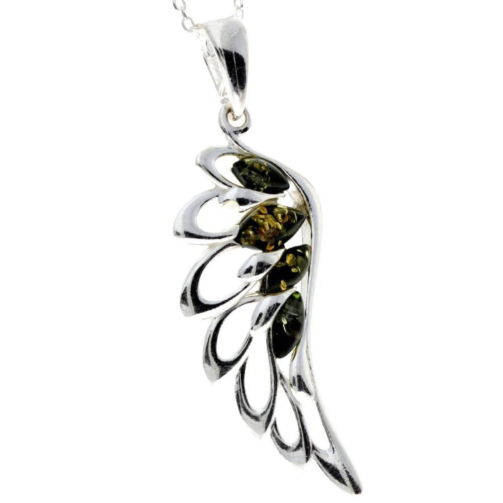 925 Sterling Silver Lucky Angel Wing with Baltic Amber - GL367