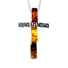 Load image into Gallery viewer, 925 Steling Silver &amp; Genuine Baltic Amber Modern Cross Pendant - 644
