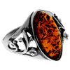 925 Sterling Silver & Baltic Amber Classic Designer Ring - 7010