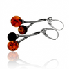 925 Sterling Silver & Genuine Baltic Amber Natural Ball Drop Earrings - J012