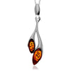 925 Sterling Silver & Genuine Baltic Amber Multi-Stone Modern Pendant - GL2065