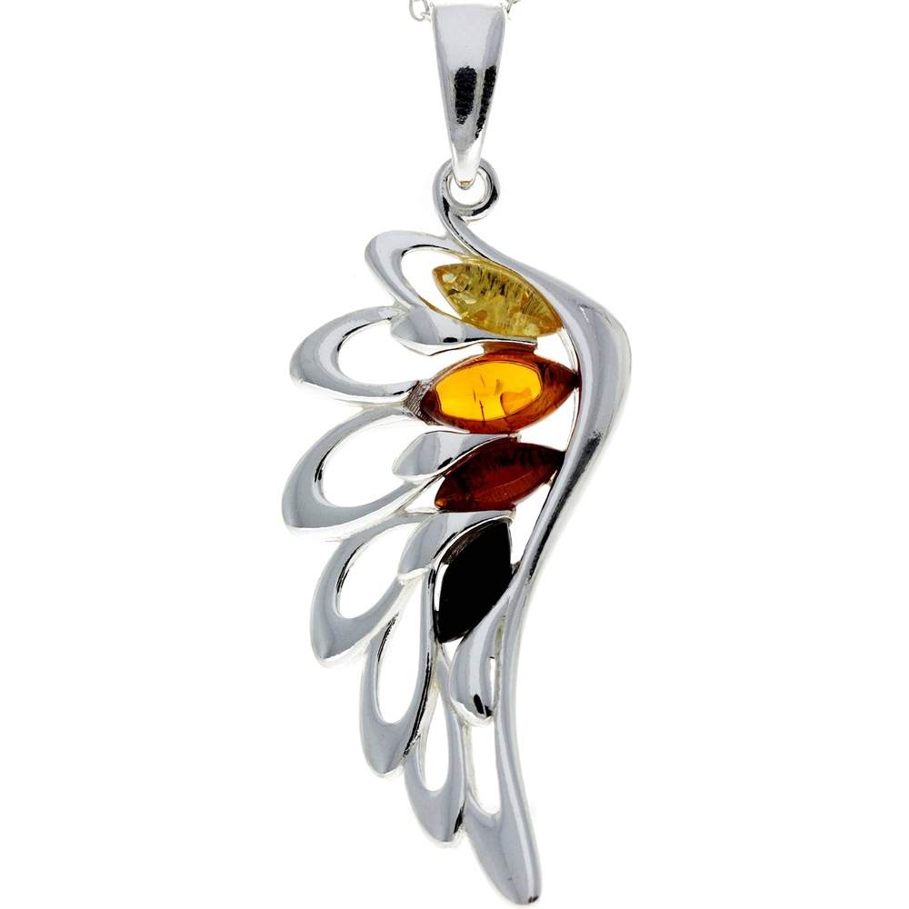 925 Sterling Silver Lucky Angel Wing with Baltic Amber - GL367