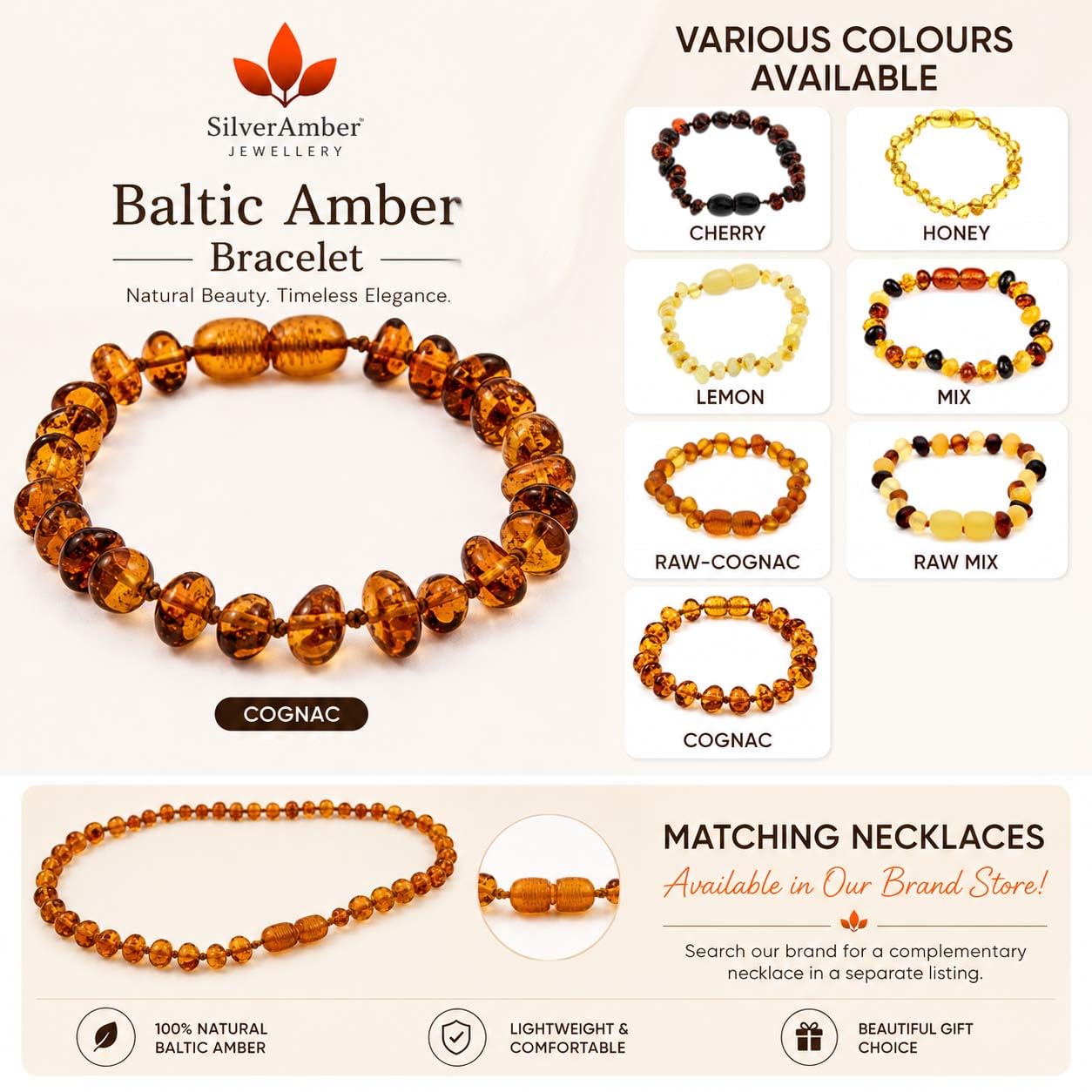 Beautiful Baroque Bracelets & Anklets in Cognac, Mix, Lemon & Honey colours - Various Sizes