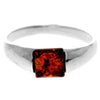925 Sterling Silver & Genuine Square Baltic Amber Classic Designer Ring - 7255