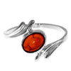 925 Sterling Silver & Genuine Baltic Amber Modern Designer Ring - 7257