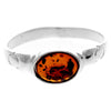 925 Sterling Silver & Genuine Baltic Amber Classic Designer Ring - 7260