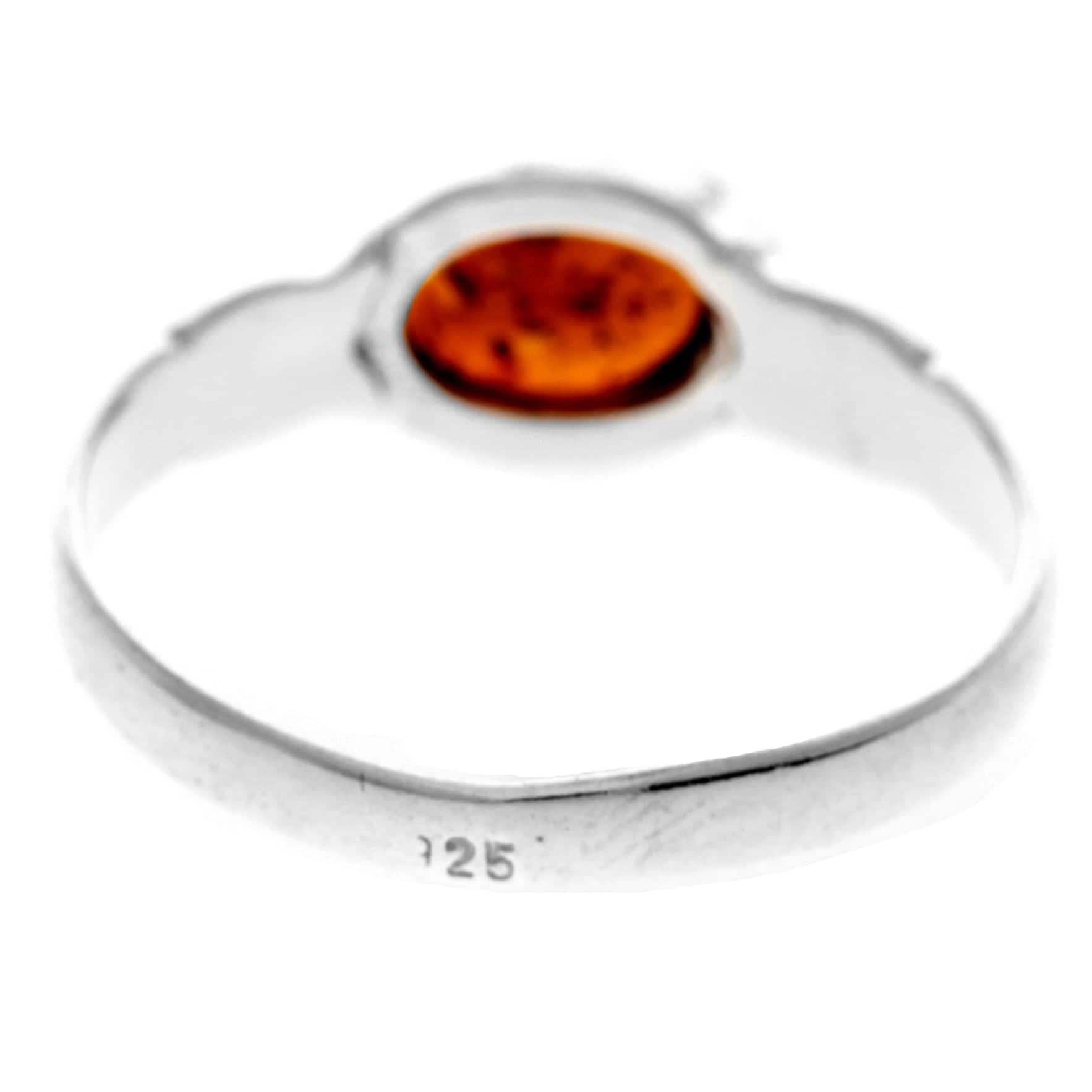 925 Sterling Silver & Genuine Baltic Amber Classic Designer Ring - 7260