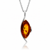 925 Sterling Silver & Genuine Baltic Amber Modern Pendant - 800