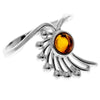 925 Sterling Silver & Genuine Baltic Amber Modern Designer Ring - 7302
