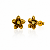 Gold Plated over 925 Sterling Silver & Genuine Baltic Amber Flowers Studs Earrings - AEG32