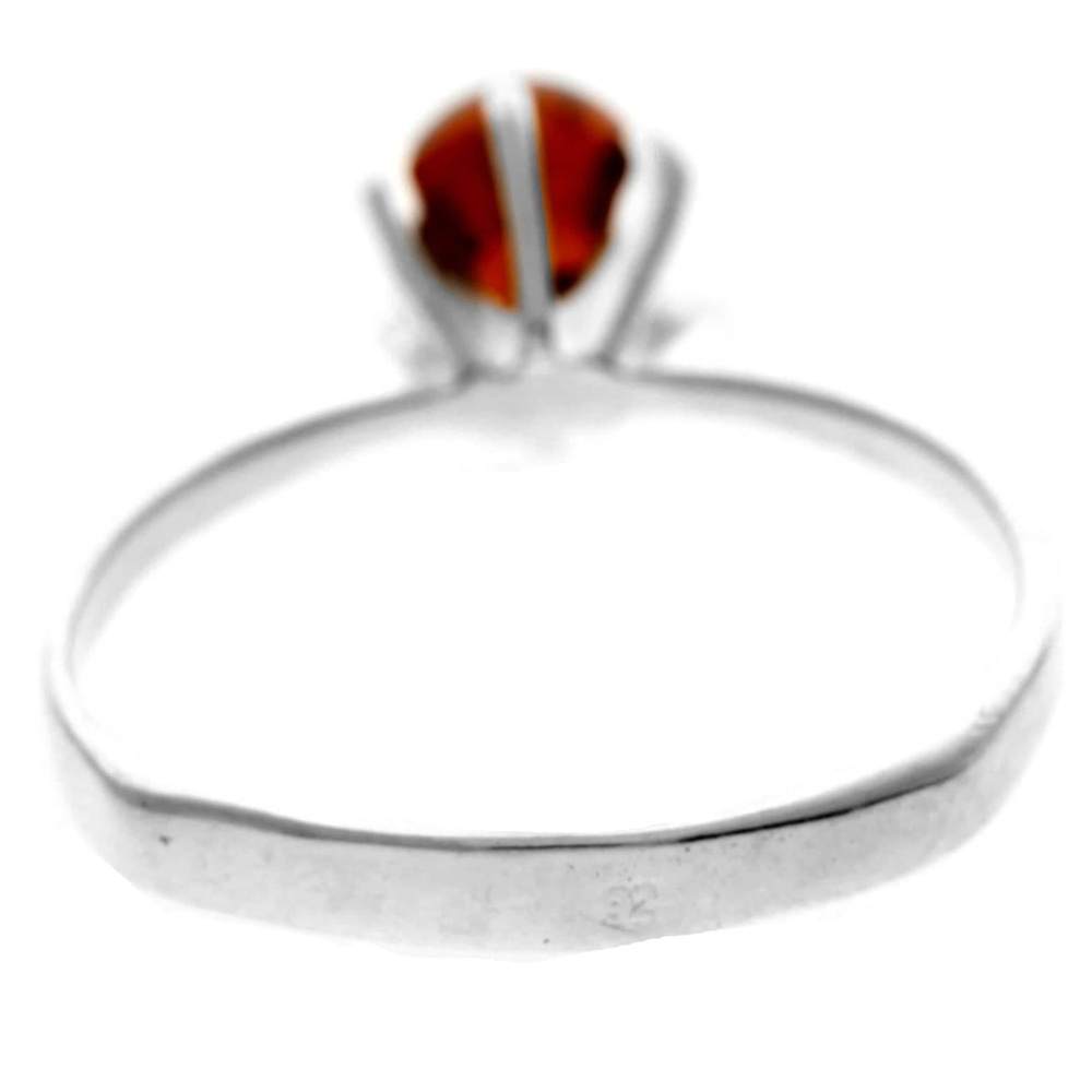 925 Sterling Silver & Genuine Baltic Amber Classic Designer Ring - 7495
