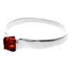 925 Sterling Silver & Genuine Square Baltic Amber Classic Designer Ring - 7497