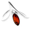 925 Sterling Silver & Genuine Baltic Amber Modern Designer Ring - 7543