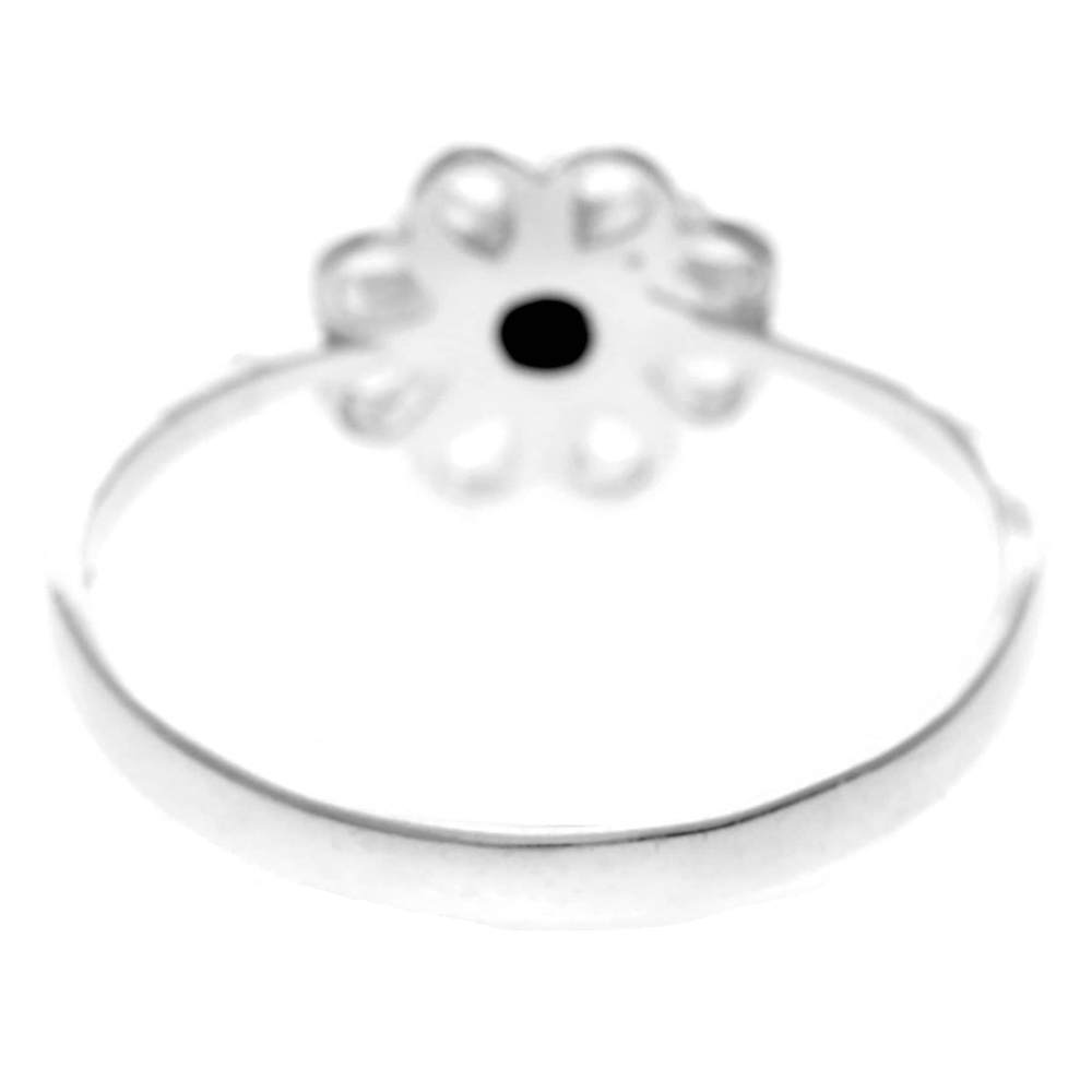 925 Sterling Silver & Genuine Baltic Amber Modern Flower Designer Ring - 7596