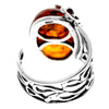 925 Sterling Silver & Genuine Baltic Amber Modern Adjustable Ring - 7602
