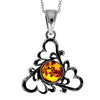 925 Sterling Silver & Genuine Baltic Amber Classic Pendant - 1913